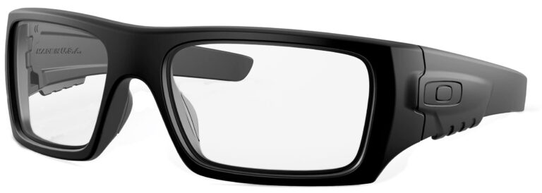 Oakley Det Cord™ PPE in Matte Black Frame and Clear Lenses, Angled to the Left Side