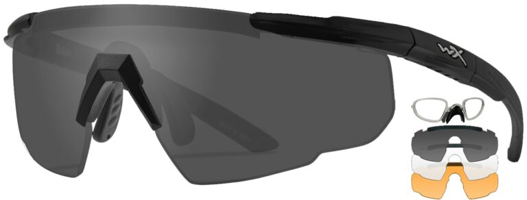 Wiley X Saber in Matte Black Frame with Smoke Gray, Light, and Rust Lenses and RX Insert, WX-308RX