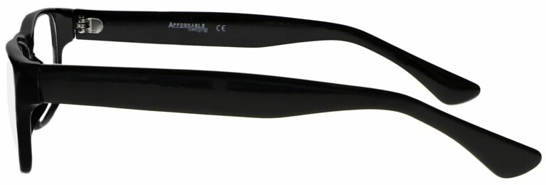 Apollo Real Glass Geek Frame in Black Frame with Clear Lens, Angled to the Left