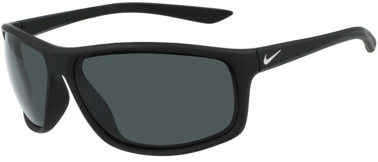 Nike Adrenaline P in Matte Black Silver Frame with Polar Grey Lenses, Angled to the Side Left