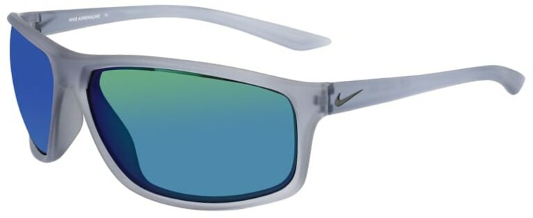 Nike Adrenaline in Matte Wolf Gray Frame with Gray Green Lens Angled to the Left Side