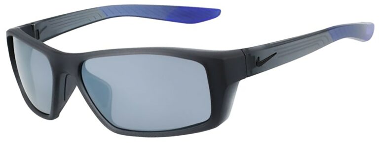 Nike Brazen Shadow in Matte Dark Grey Frame with Silver Flash Lens, Angled to the side Left, NI-CT8228-012