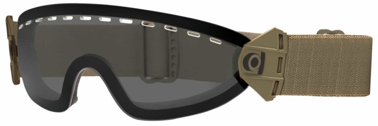 Smith Optics Elite Boogie SOEP Goggles in 35mm Tan 499 Strap with Gray Lenses, Angled to the Left Side