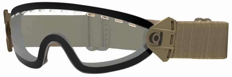 Smith Optics Elite Boogie SOEP Goggles in 35mm Tan 499 Strap with Clear Lenses, Angled to the Left Side