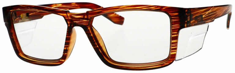 Prescription Safety Glasses T9538S in a Brown Frame, Angled Left Side. RX-T9538S-BN