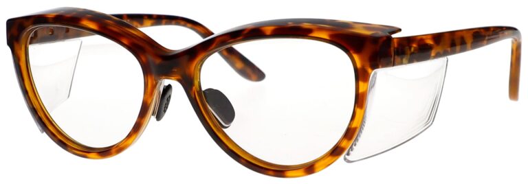 Prescription Safety Glasses T9730 Tortoise Frame, Angled Left Side. RX-T9730-T