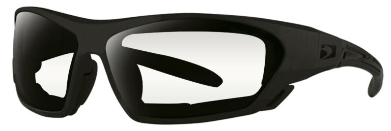 Bobster Crossover Sunglasses in a matte black frame with RX lenses. Angled left side