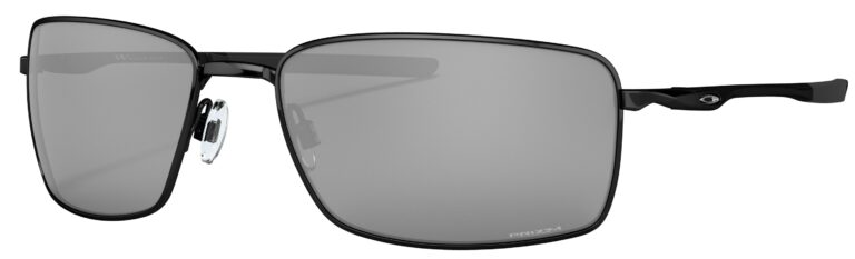 Oakley Square Wire Sunglasses, Polished Black with Prizm Black Lenses. Angled Left