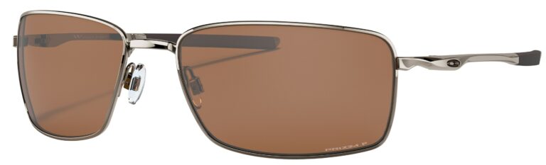 Oakley Square Wire Sunglasses, Tungsten with Prizm Tungsten Polarized Lenses. Angled Left