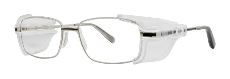 Pentax Classic 1 Glasses, Silver frame with side shields. Angled left