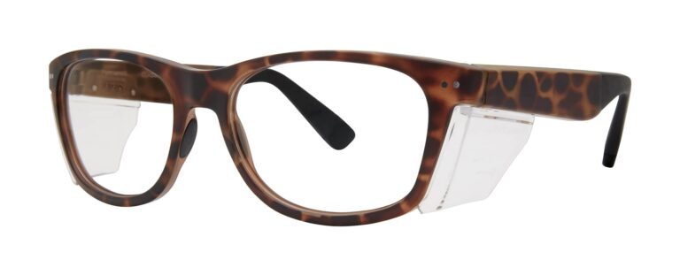 Pentax Classic 56 Glasses, Matte Tortoise frame with side shields. Angled left