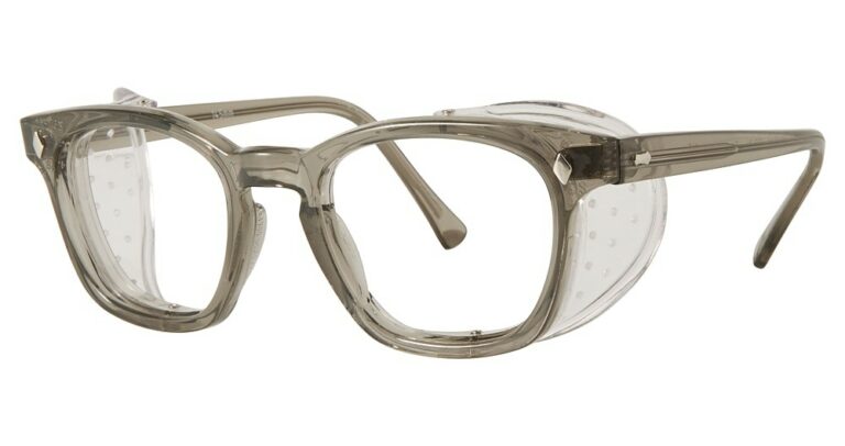 Pentax F9800 Glasses, Smoke frame with full-cup perforated side shields. Angled left