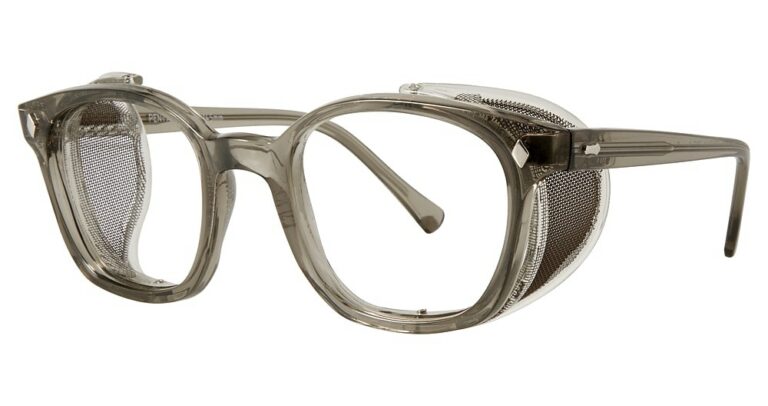 Pentax F9900 Glasses, Smoke frame with Wire Mesh side shields. Angled left
