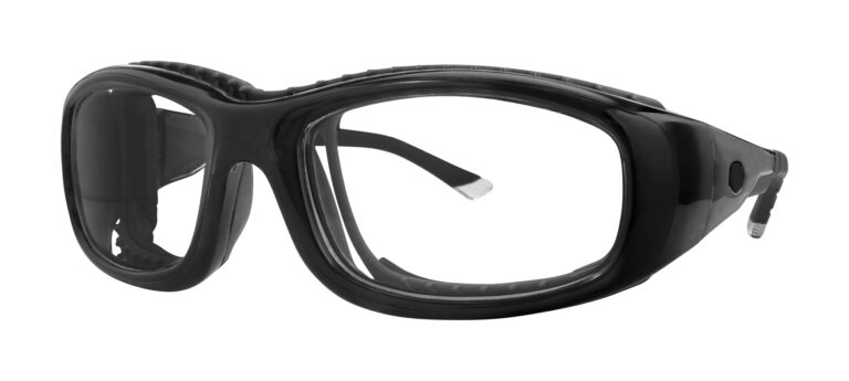 Pentax ZT55 Safety Glasses, charcoal frame. Angled left