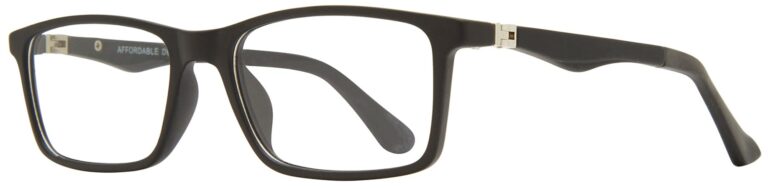 Affordable Designs AJ Eyeglasses, Black frame. Angled left