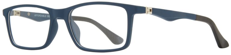Affordable Designs AJ Eyeglasses, Blue frame. Angled left