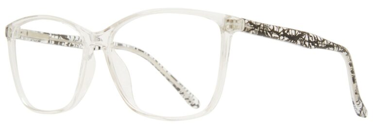 Affordable Designs Gloria Eyeglasses, Crystal Black frame. Angled left
