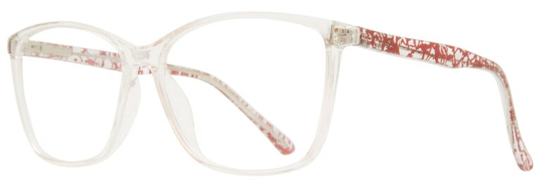 Affordable Designs Gloria Eyeglasses, Crystal Pink frame. Angled left