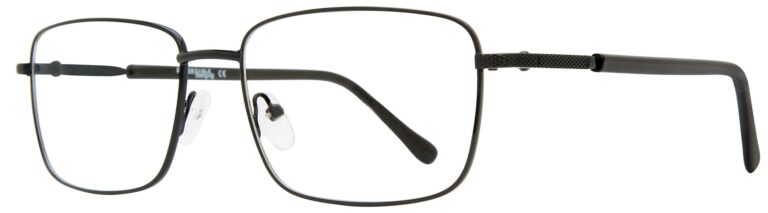 Affordable Designs Johnny Eyeglasses, Black frame. Angled left