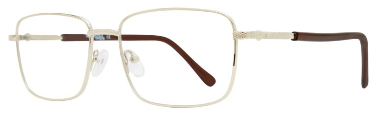 Affordable Designs Johnny Eyeglasses, Gold frame. Angled left