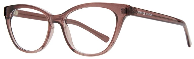 Affordable Designs Pookie Eyeglasses, Plum frame. Angled left