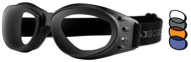 Bobster Cruiser 3 Goggles in a matte black frame with clear lenses. Angled left side