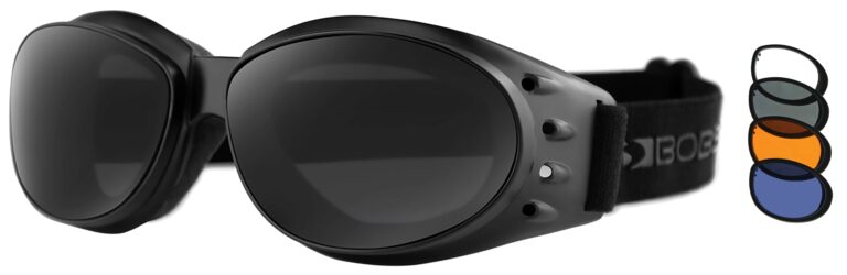 Bobster Cruiser 3 Goggles in a matte black frame with smoke lenses. Angled left side