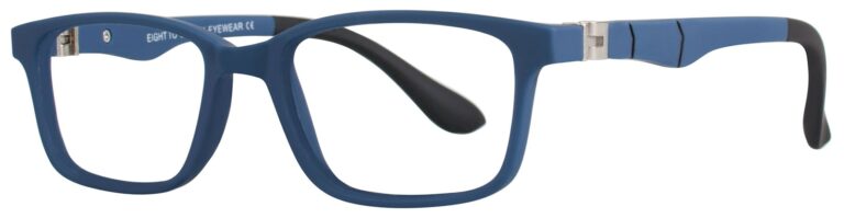 Eight to Eighty Cody Eyeglasses, Blue frame. Angled left