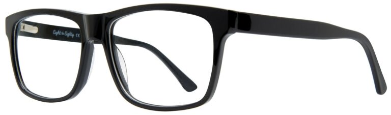 Eight to Eighty Maverick Eyeglasses, Black frame. Angled left