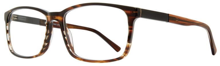 MAXX Murray Eyeglasses, Brown frame. Angled left