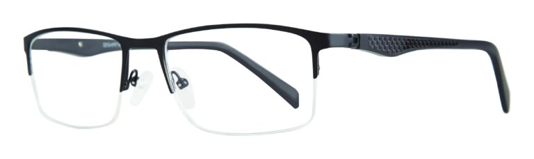 Serafina Eyewear, Georgio Prescription Glasses, Black frame. Angled left