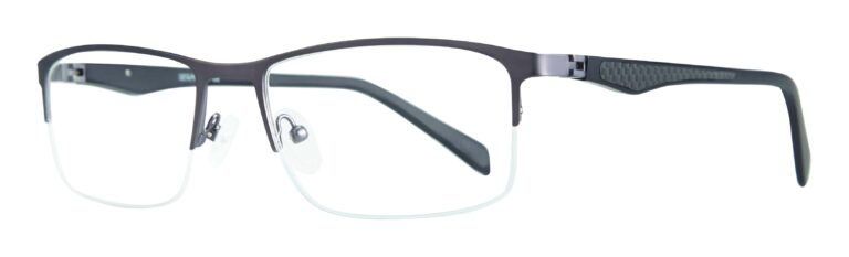 Serafina Eyewear, Georgio Prescription Glasses, Gunmetal frame. Angled left