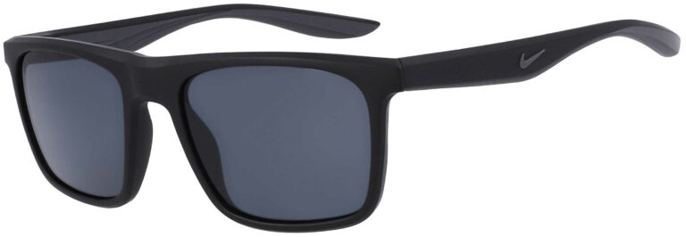 Nike Chak Sunglasses. Matte Black Frame with Dark Gray Lenses. Angle left