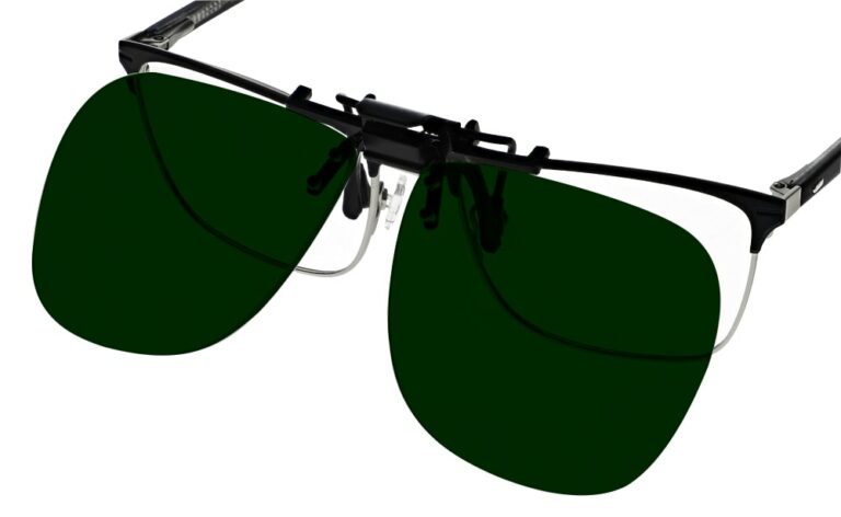 Plastic Clip On Flip Up Green Welding Glasses